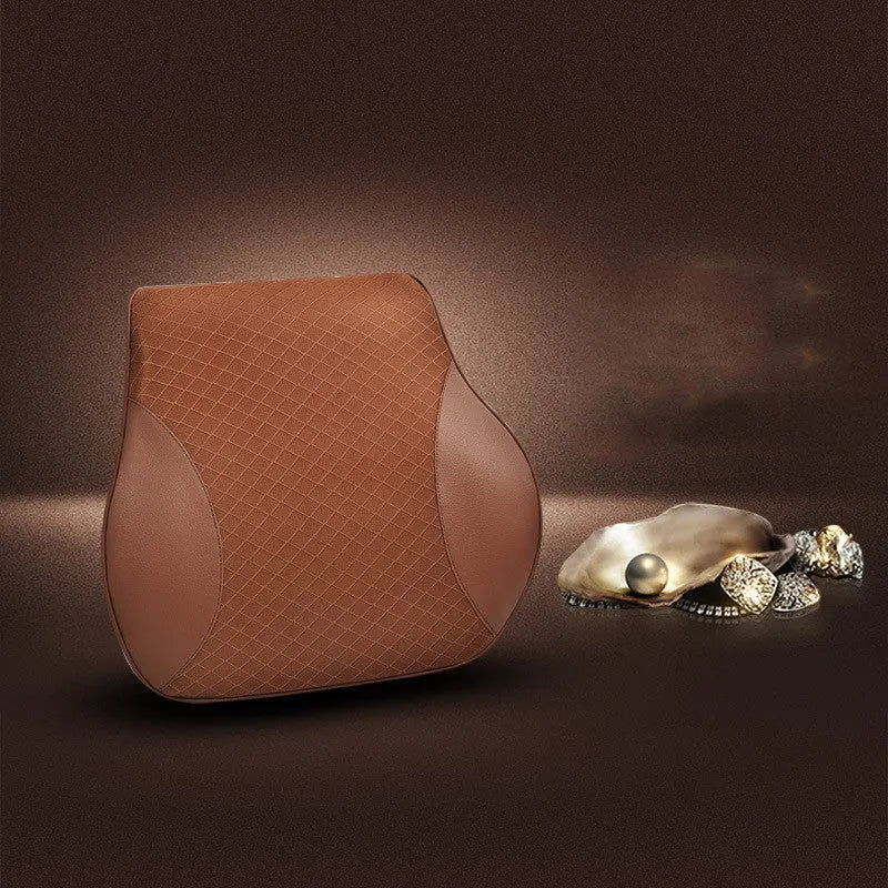 Car seat headrest cushion with memory cotton filler and polyester cover in beige colour