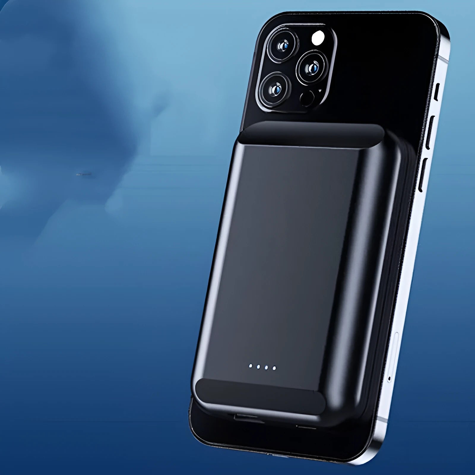 Magnetic wireless power bank in multiple colours showing dimensions 85mm by 55mm.