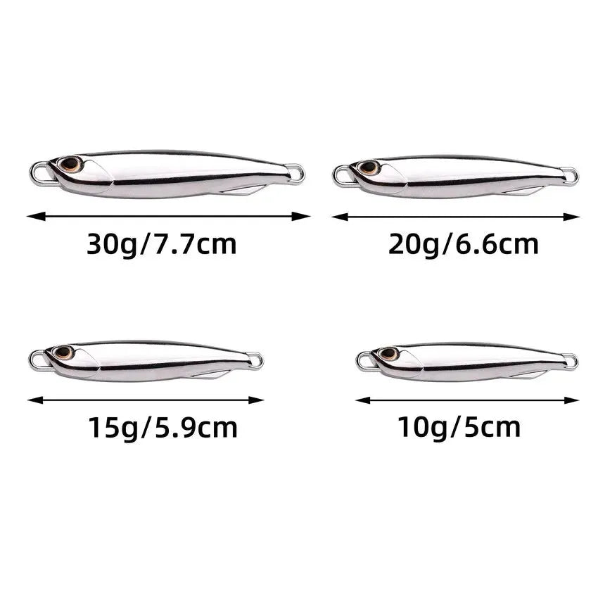 15g plating silvery metal jig lure for sea fishing and saltwater bass, pack of 5 silver jig lures in OPP bag