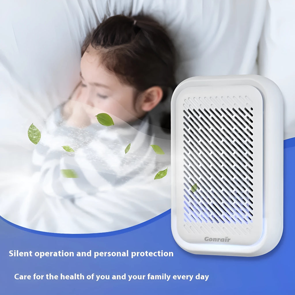 White wall-mounted air purifier unit for small rooms under 10 square metres