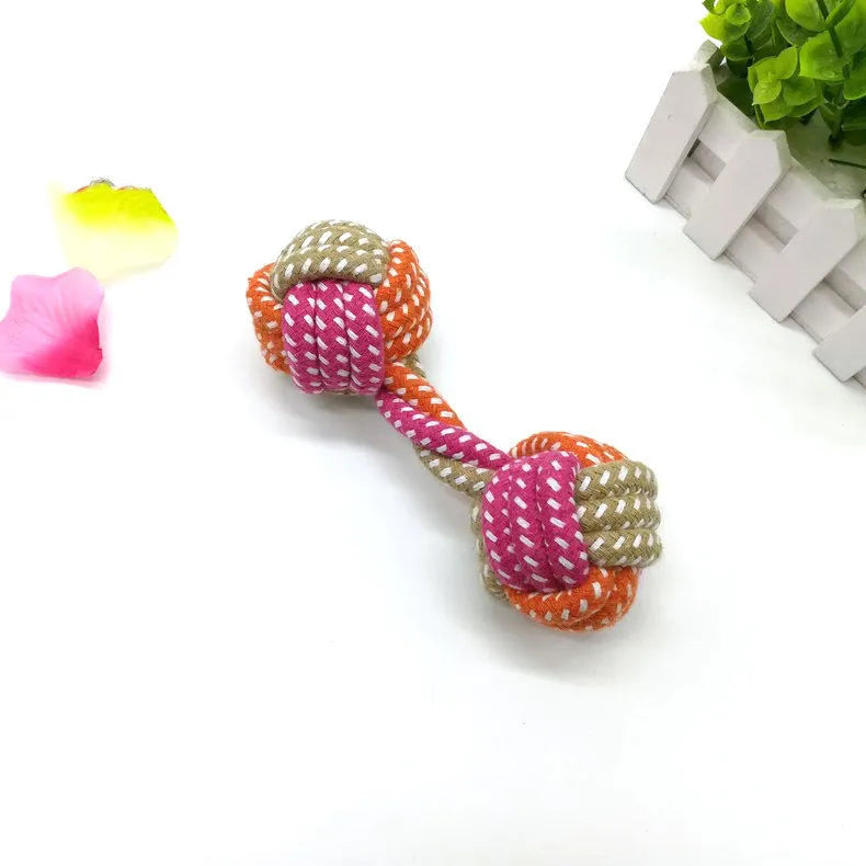 Dog Bites small dumbbell cotton rope toy 17cm multicolor for small to medium dogs