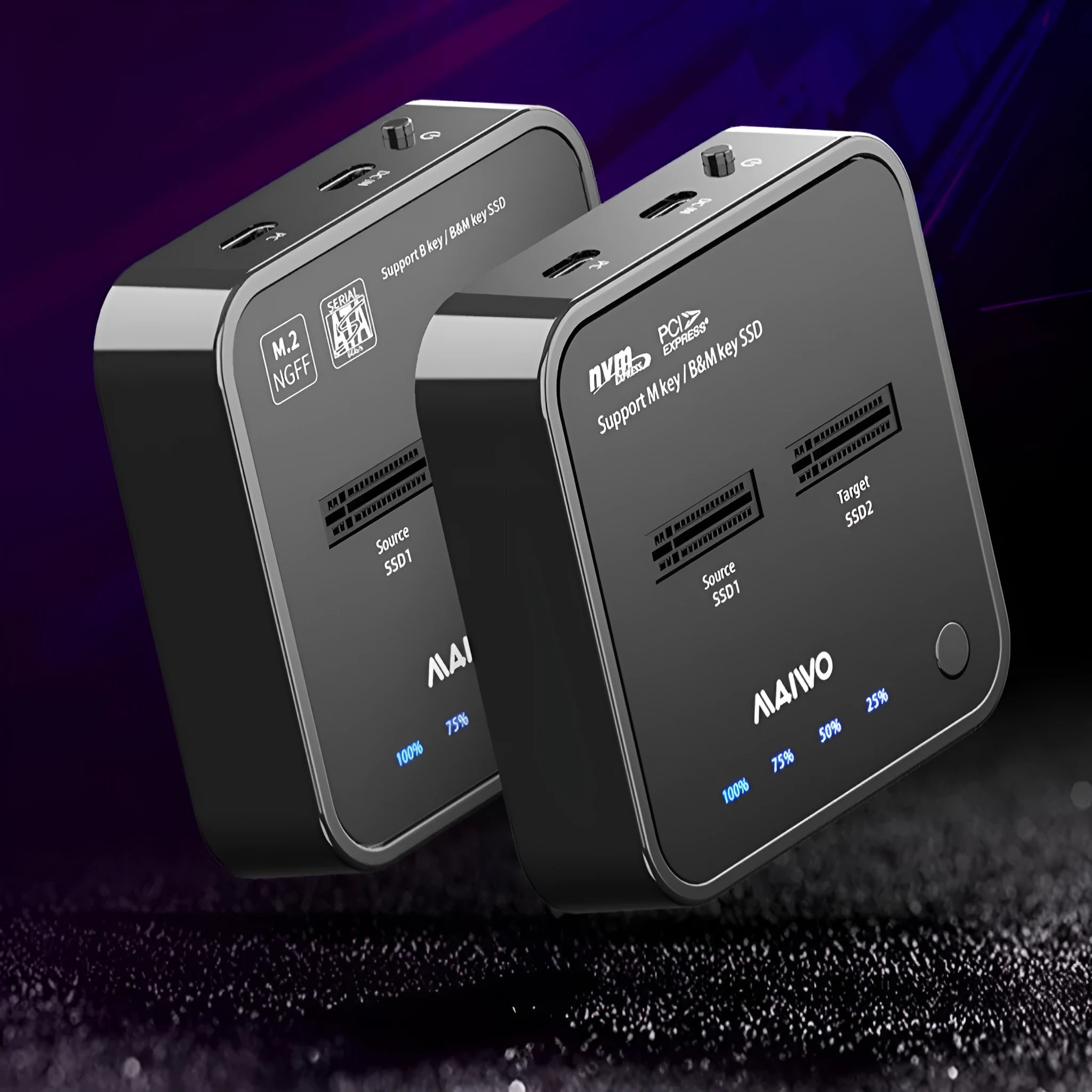 MAIWO K3016 M.2 solid state hard disk dock copier with data cables and power adapter for SSD cloning