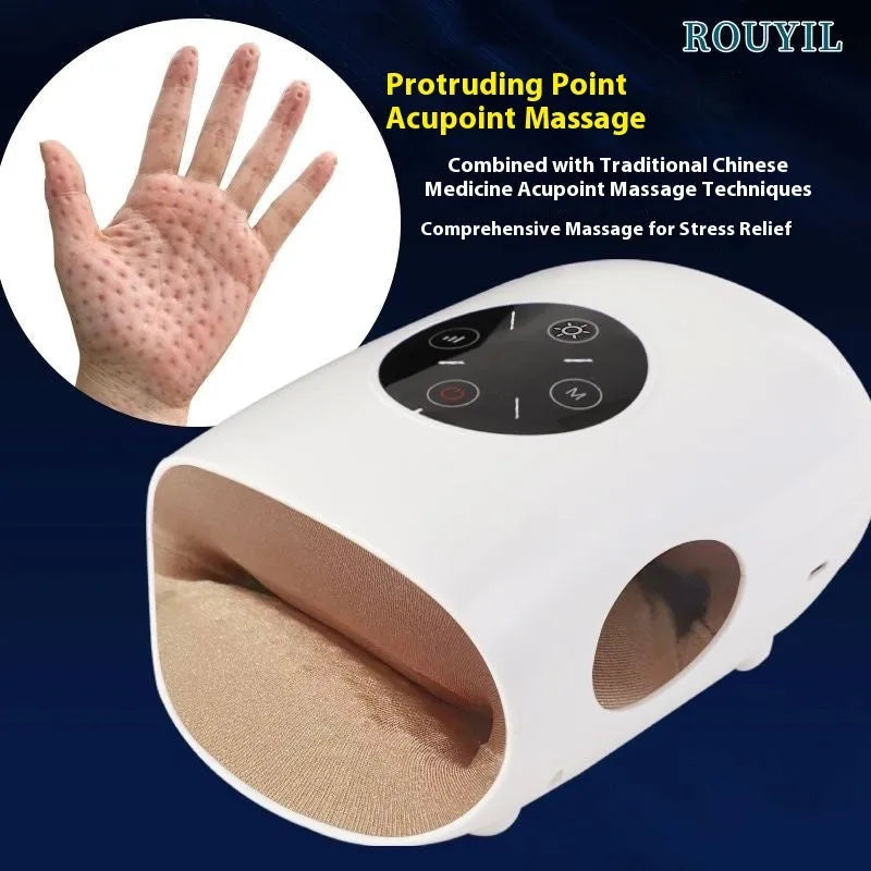 Electric hand massage instrument with airbag finger massager in white and pink