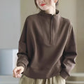 Plus size long sleeve short top in brown Dralon fabric with NORNS girl pattern, sizes M to 5XL
