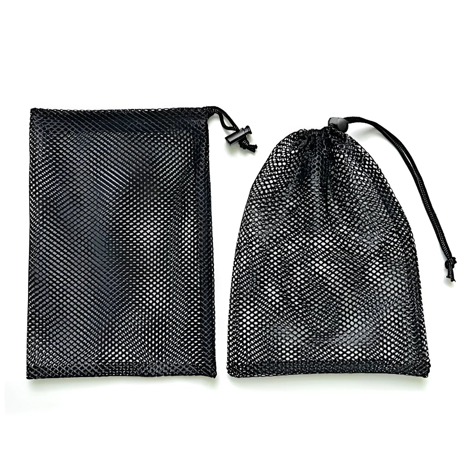 Black mesh drawstring storage bag for children's water ball toys in three sizes.