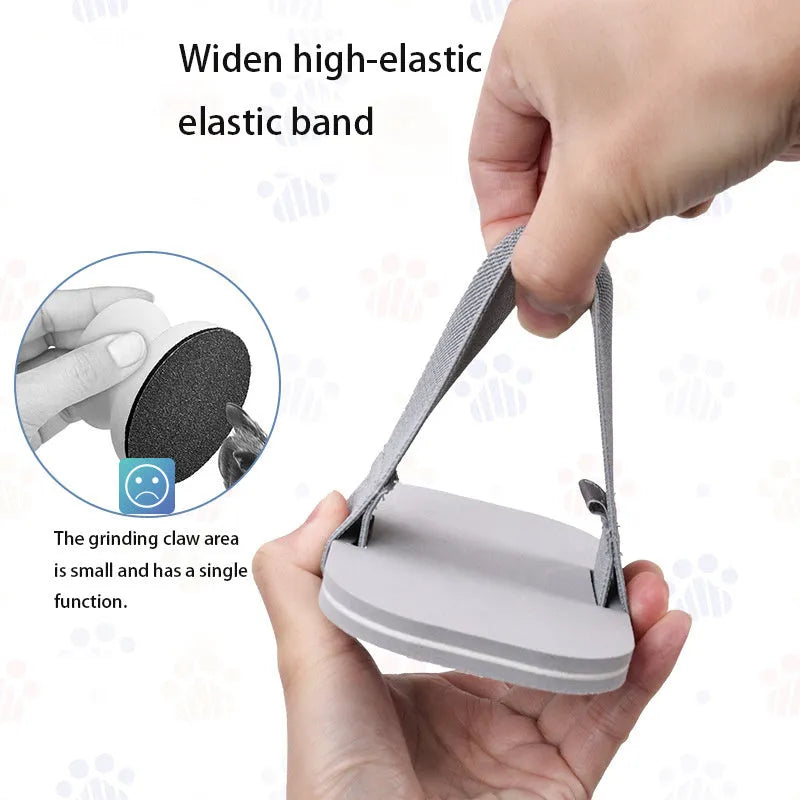 Gray detachable dog nail file with EVA and polyester surface, 16x14x2.5cm compact size, on plain background