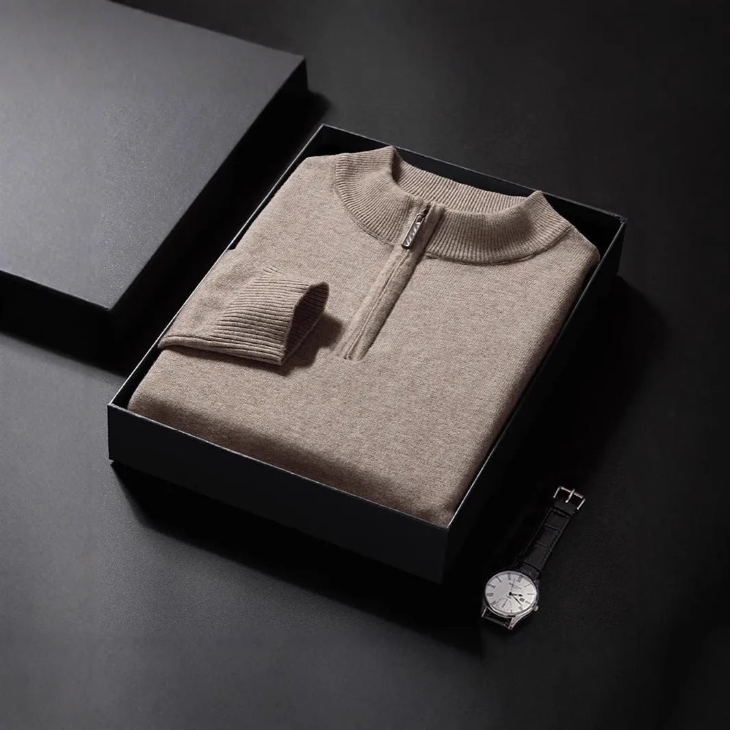 Men's zipper casual bottoming sweater in loose fit, long sleeves, seven colour options
