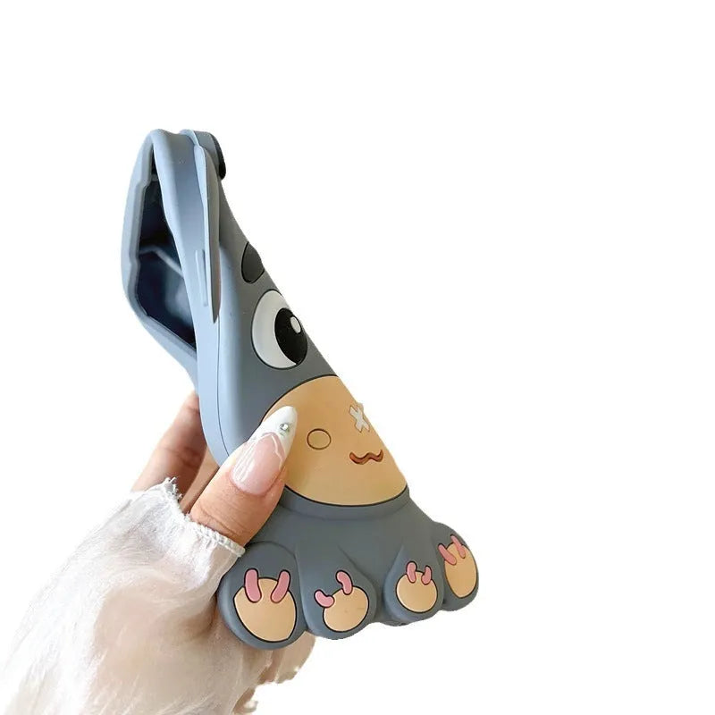Gray silicone phone case with stereo cartoon little donkey design and epoxy finish for Apple iPhone