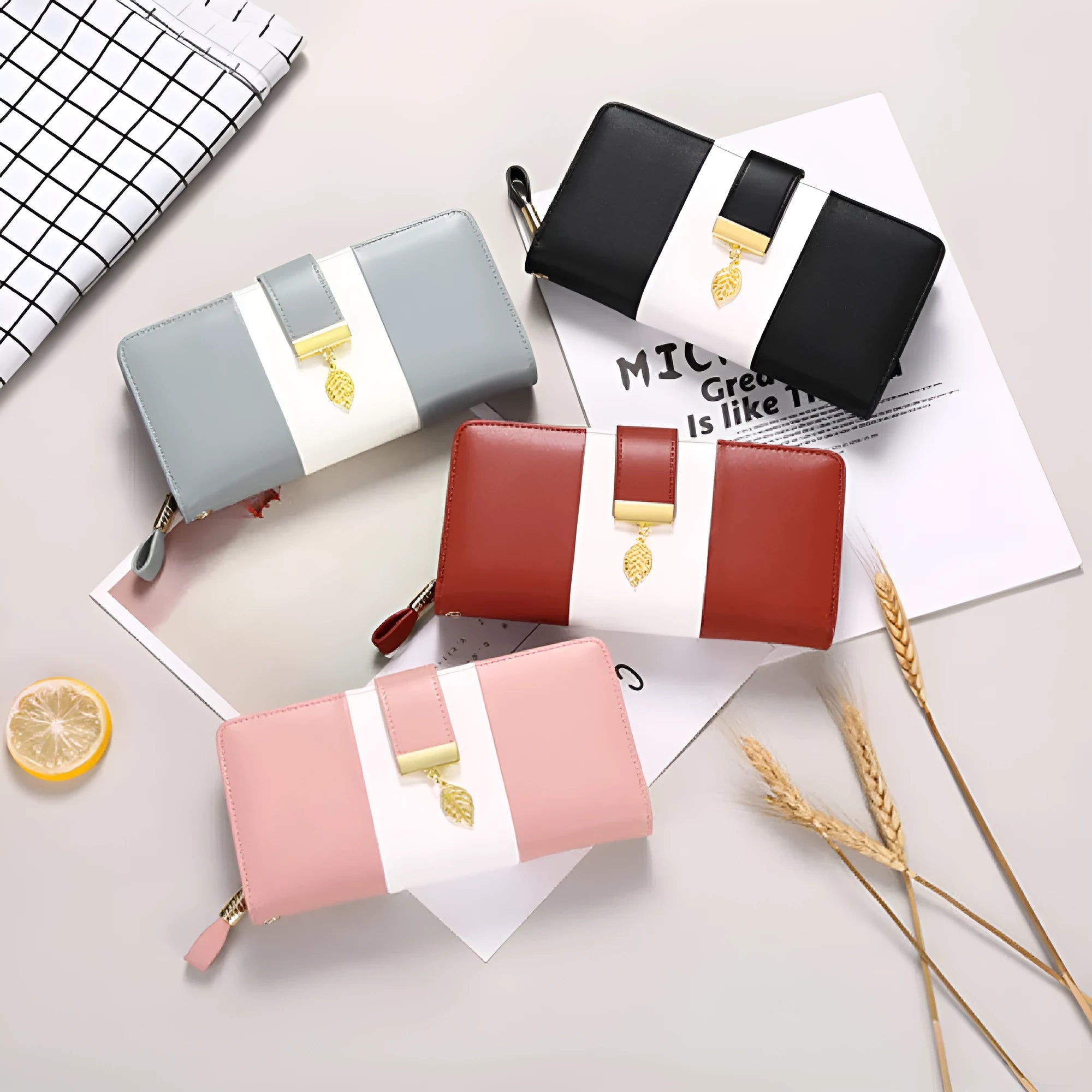 Midnight black women's anti-theft clutch bag with locking gold zip, showing organised card slots inside.