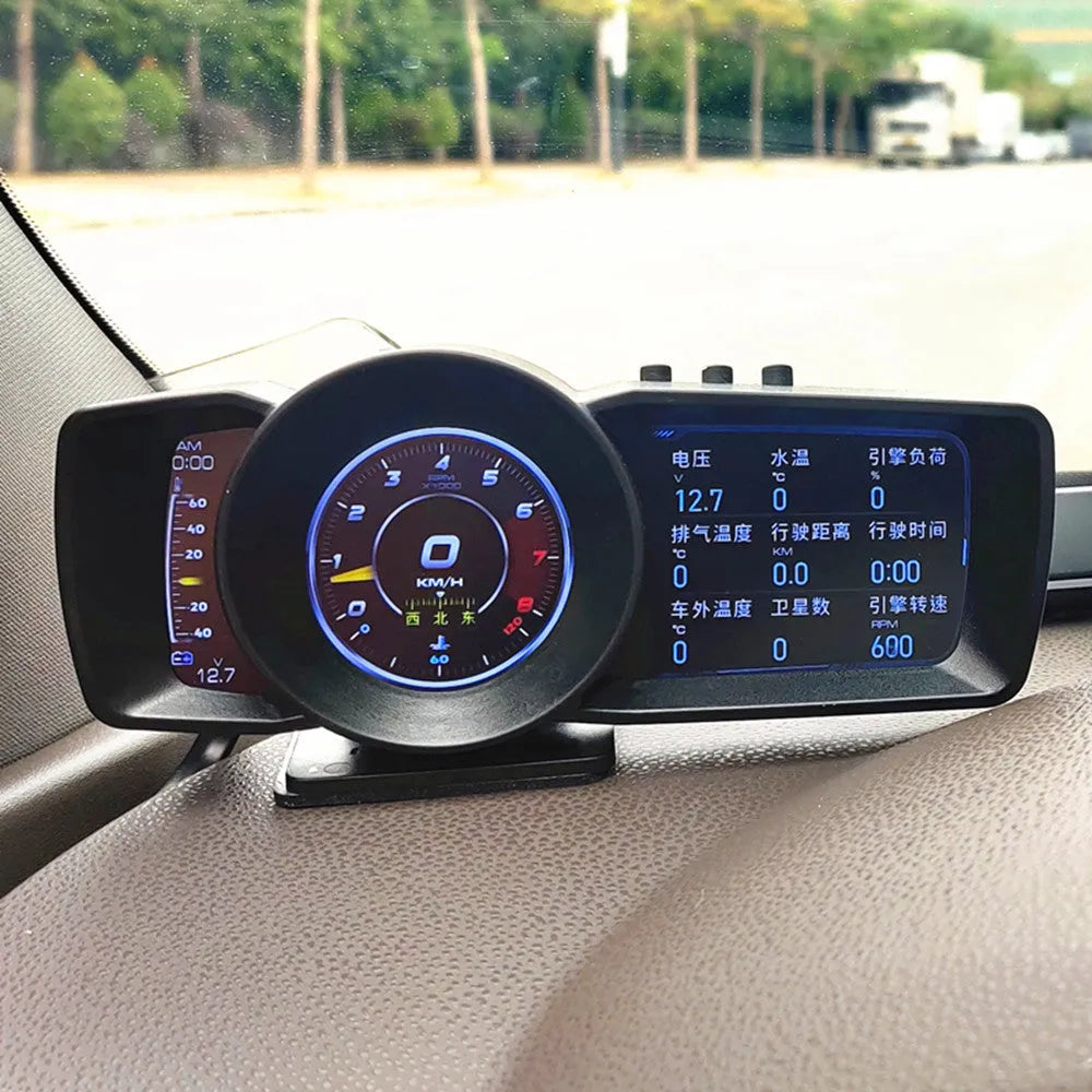 A600 OBDII monitor driving computer with GPS and BeiDou navigation on car dashboard