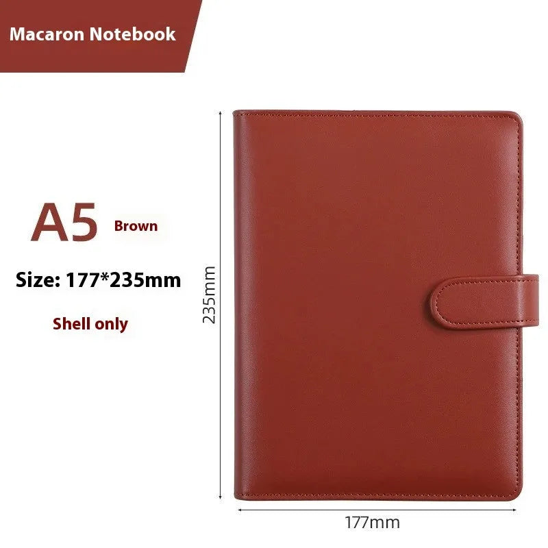 A5 PU leather zipper binder notebook shell in a solid colour.