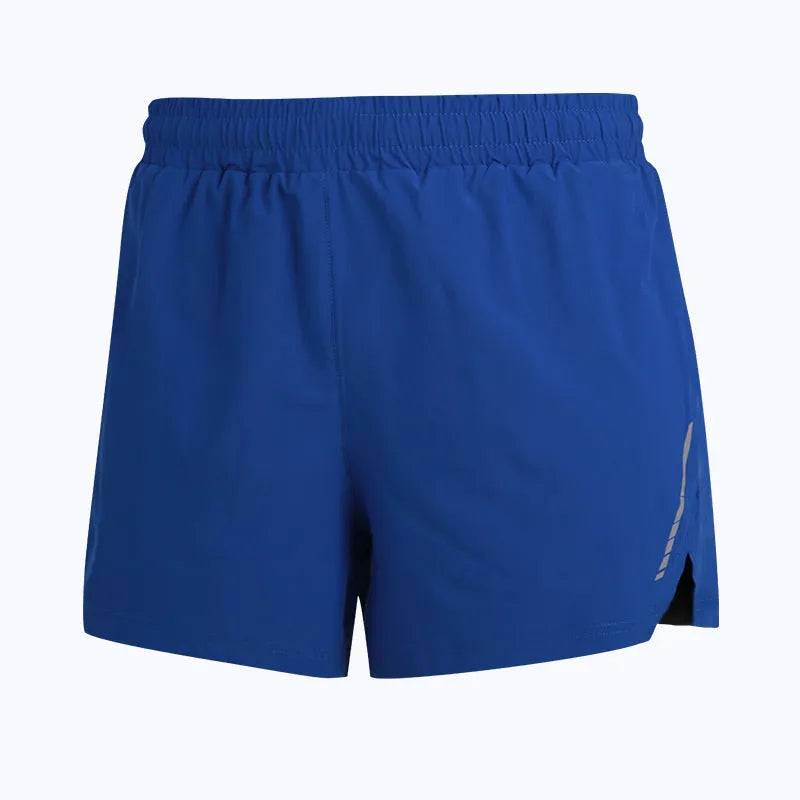 Unisex quick-dry running shorts in grey, shown in a straight-leg fit for athletic movement.