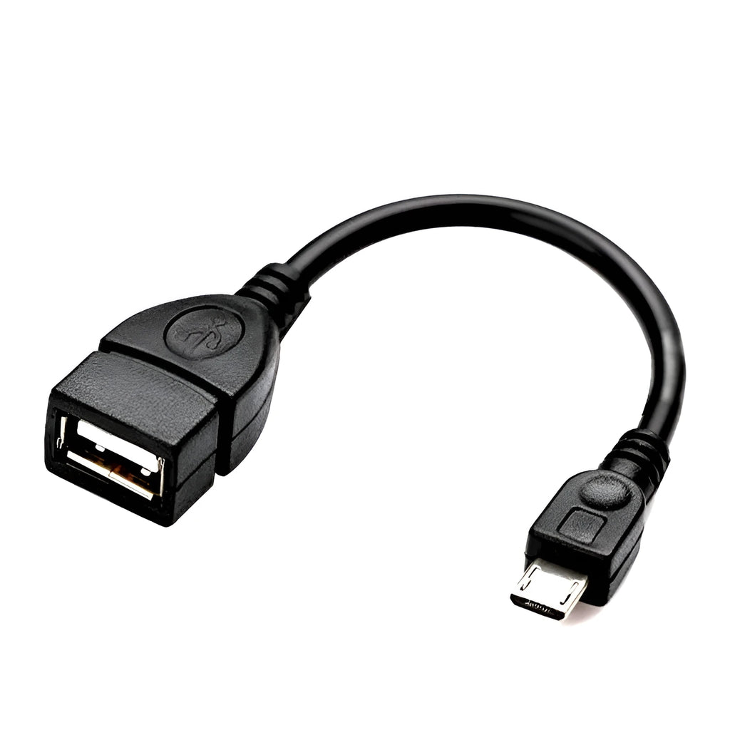 Black Micro V8 USB OTG adapter cable, Micro USB to USB, about 13.5cm long