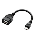 Black Micro V8 USB OTG adapter cable, Micro USB to USB, about 13.5cm long