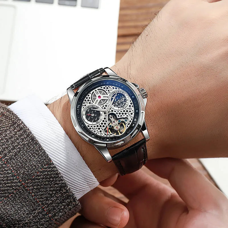 Men's automatic waterproof business watch with luminous hands in multiple colour and strap options