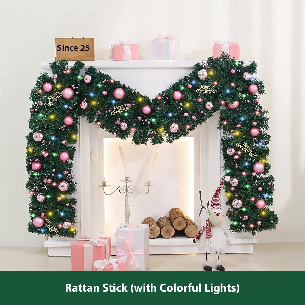 2.7 metre pink Christmas rattan decoration with 240 head design for wall or door installation