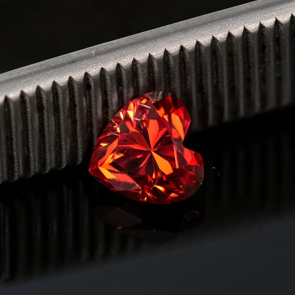 Heart-shaped moissanite gemstone in lemon yellow colour, shown alongside other colour options.