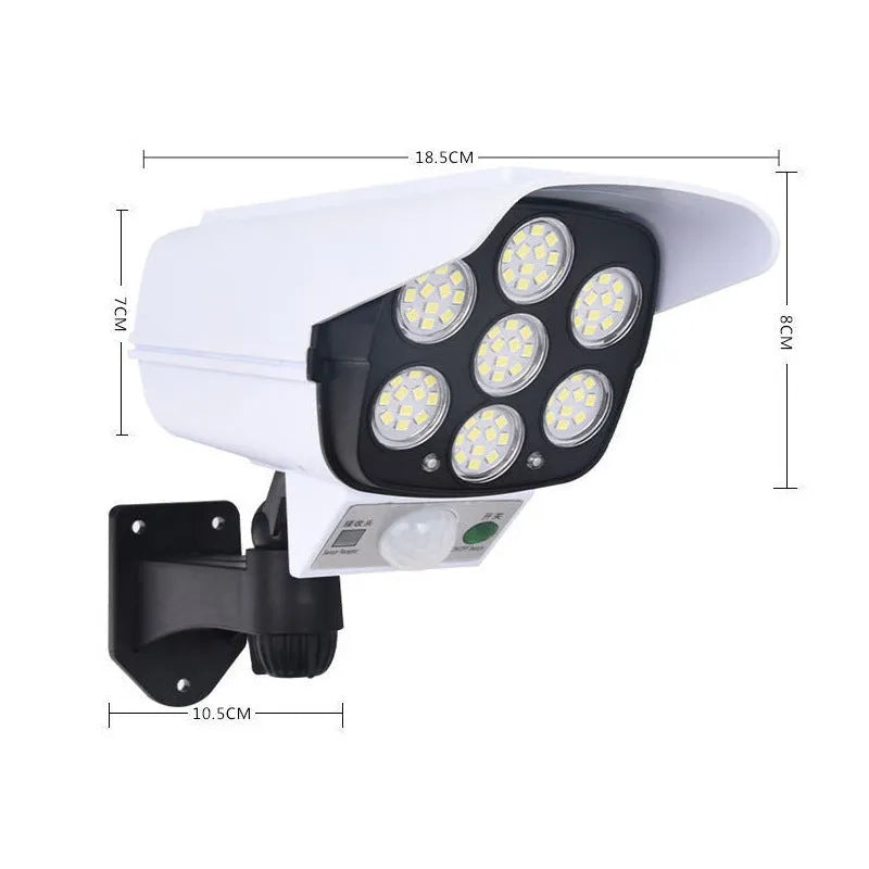 Solar-powered outdoor monitor lamp with abstract design and waterproof housing