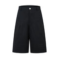 Retro wide leg straight denim trousers in loose fit with mid-length design and zipper fly