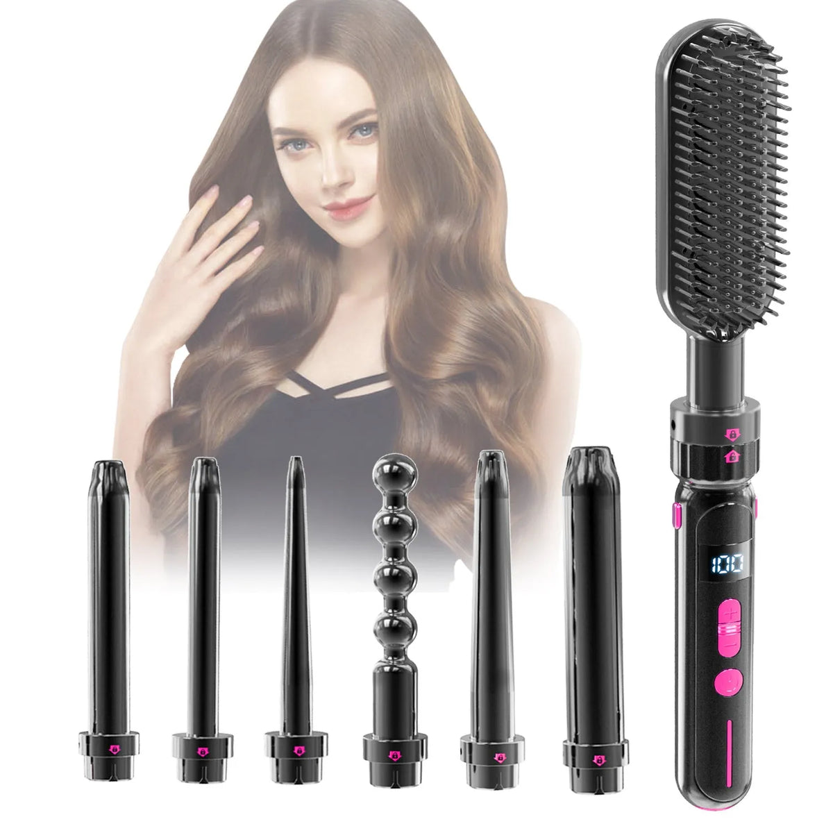 Black ceramic curly hair sticks, dual roll and straight styling tool, 21mm-30mm thermal conductor, wired AC power