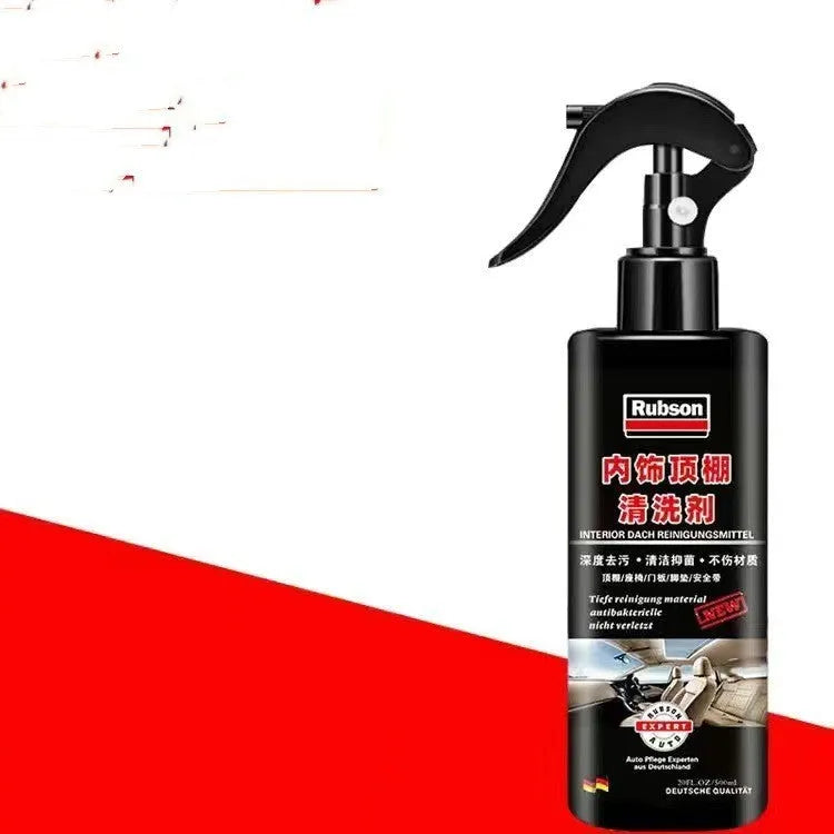 Wash free fabric roof foam cleaner bottle with towel and sponge wipes for ultrasonic ceiling cleaning.