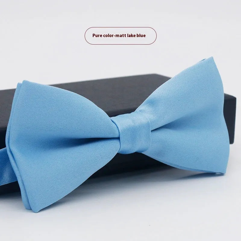 Solid colour flat head polyester bow tie for formal wear and weddings