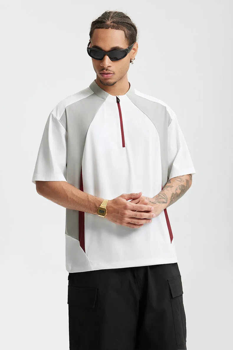 Men's lightweight polyester casual shirt in black long sleeve option showing solid colour design