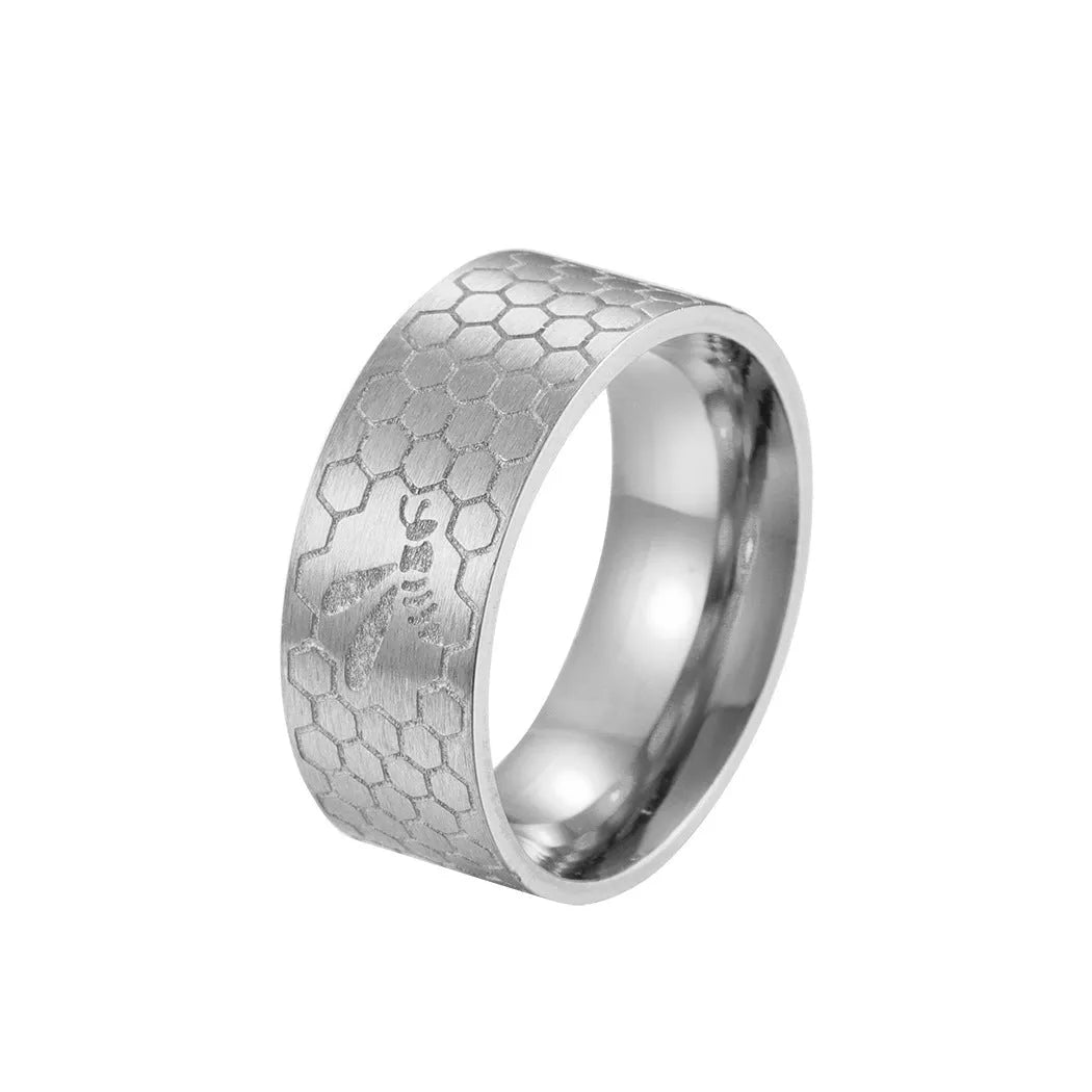 Stainless steel geometric dopamine ring in gold colour, size 9, style option A
