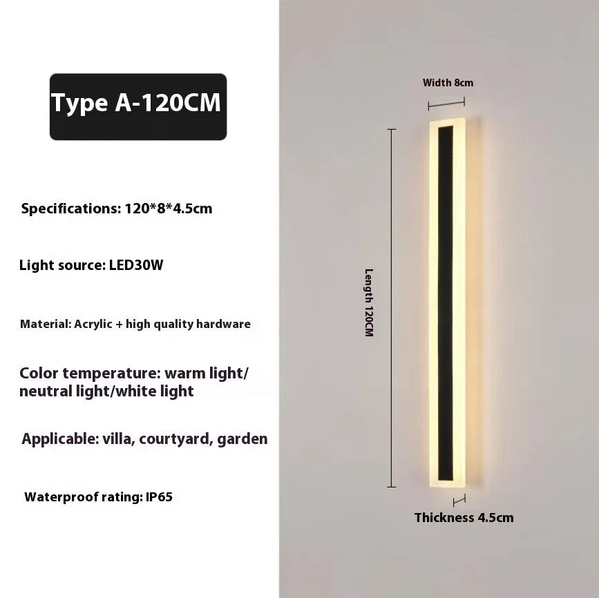 150cm outdoor LED strip wall lamp with wrought iron shell and IP65 waterproof rating