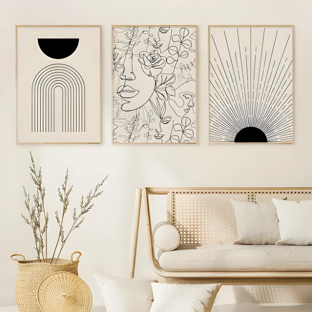 Boho abstract animal spray-painted canvas wall art in frameless design with water-based pigment inks