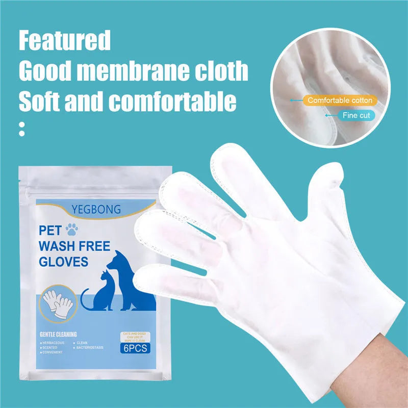 Pack of six disposable aluminium foil pet grooming gloves for cat and dog hair removal, bagged
