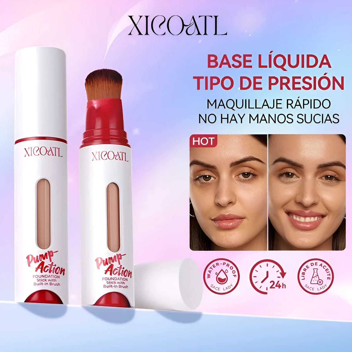 Liquid foundation bottle for oil control and moisturising, light and thin formula, four shades available