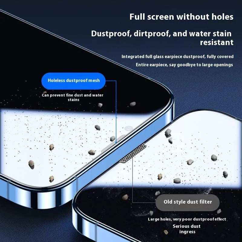 Tempered glass anti-peep screen protector for Apple iPhone 17 series with dustproof layer and no border