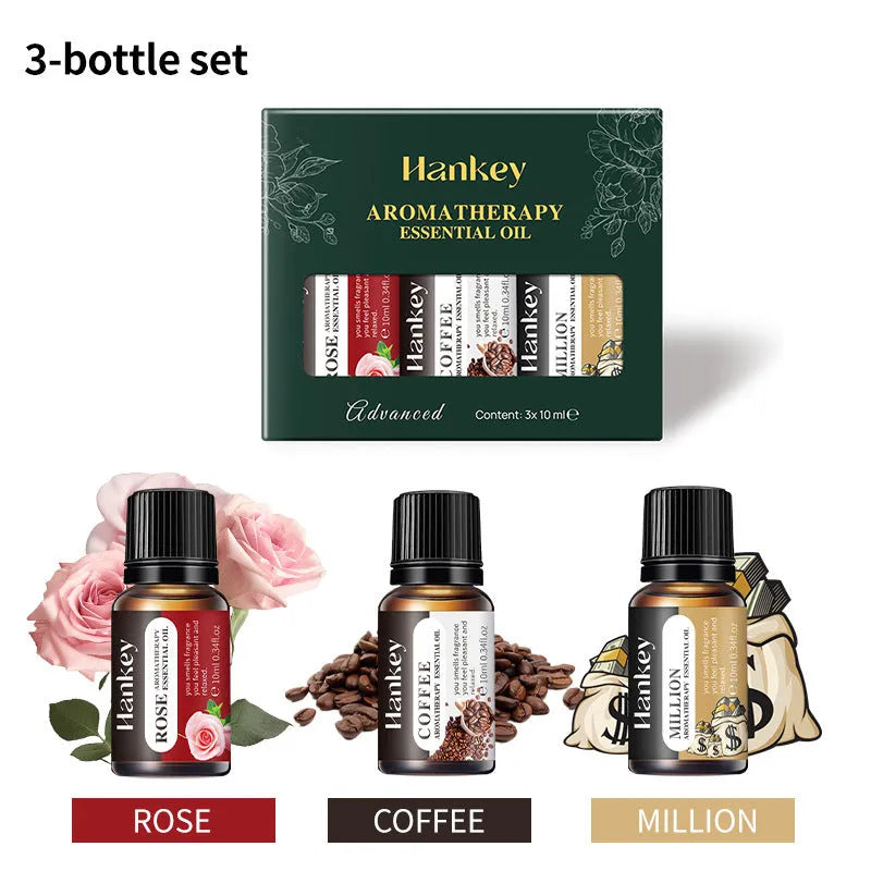 Water-soluble aromatherapy essential oil set in presentation box with multiple bottles