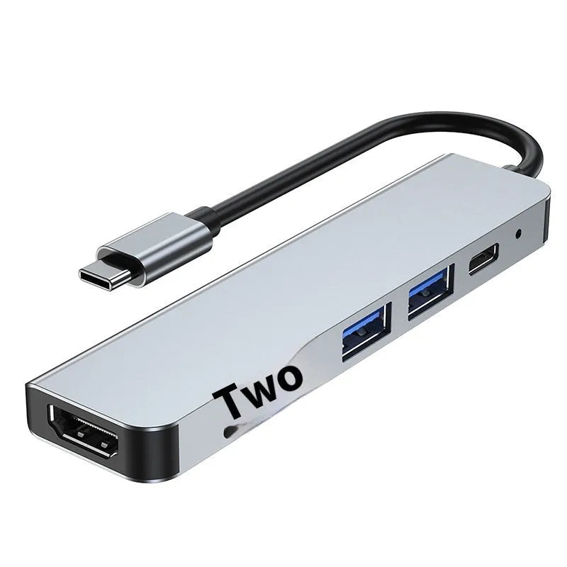 Portable six-in-one Type-C expansion dock for laptop and tablet connectivity