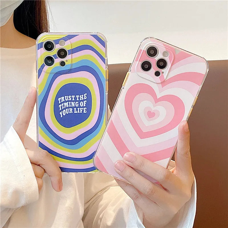 TPU full cover phone case in camouflage pattern with blue and pink colours for iPhone models