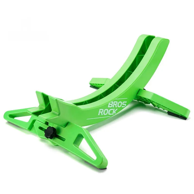Black and green bicycle wall mount parking rack for mountain and road bikes