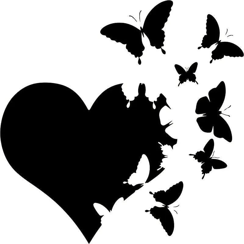 Butterfly-shaped car body decoration sticker in multiple colours measuring 15cm square