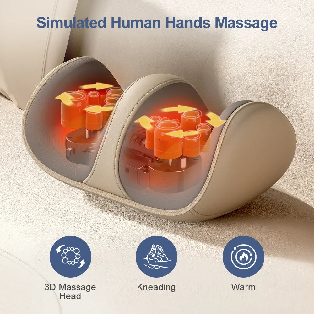 Shiatsu foot massager with heat and kneading for feet, calves, legs and arms, USB powered, in dark blue