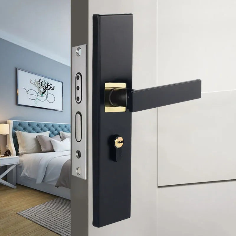 Household indoor split magnetic door lock handle for timber doors with aluminium alloy construction