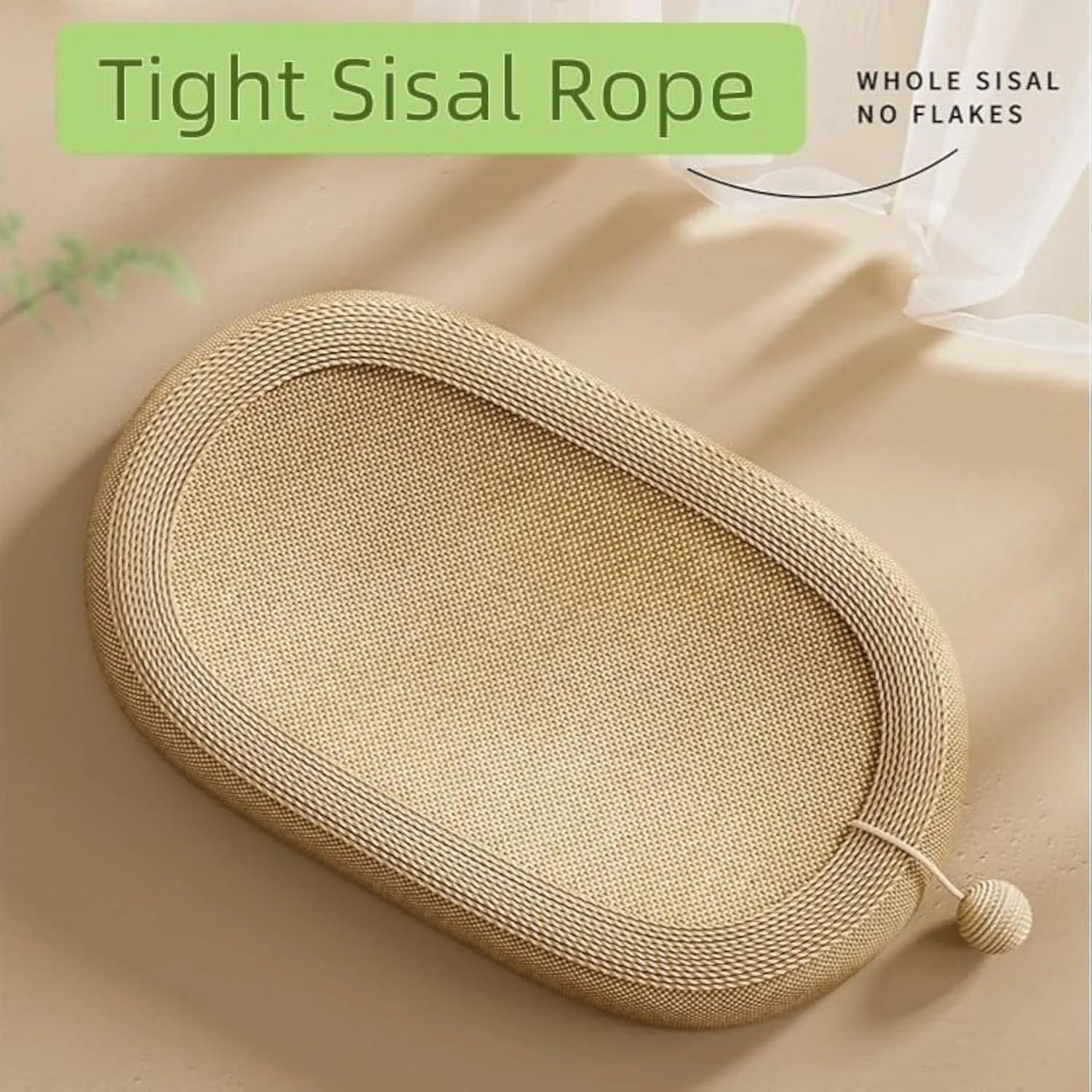 Large natural sisal cat scratching board with a lounge platform on top