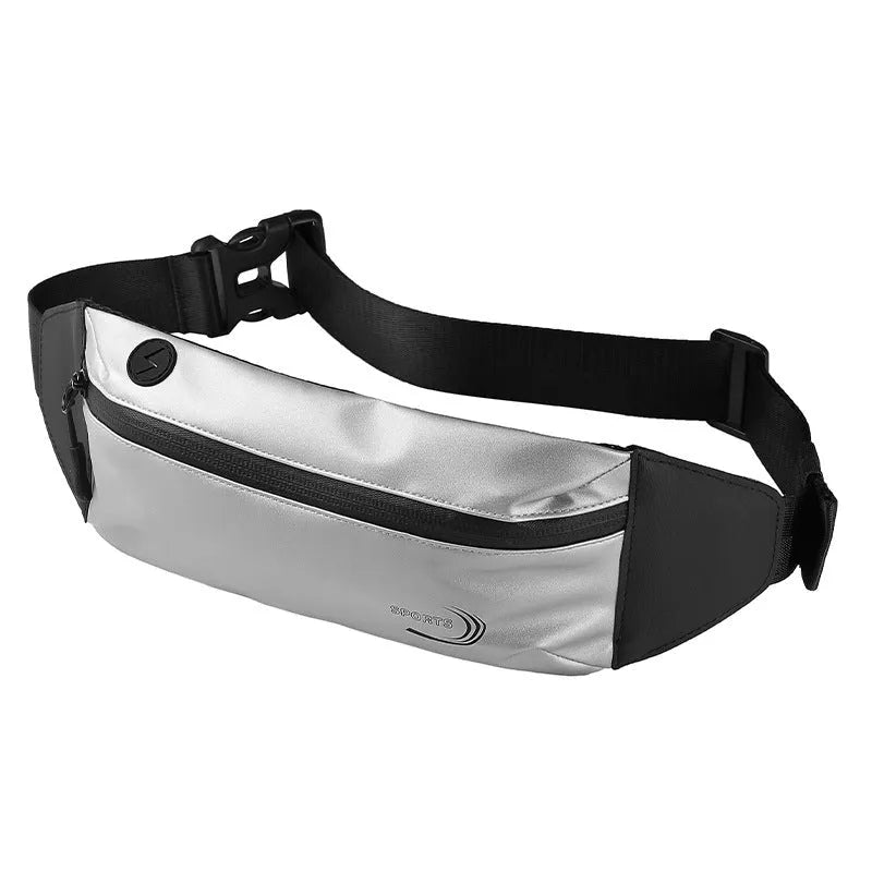 Men's blue waterproof waist bag with crossbody strap for sports activities