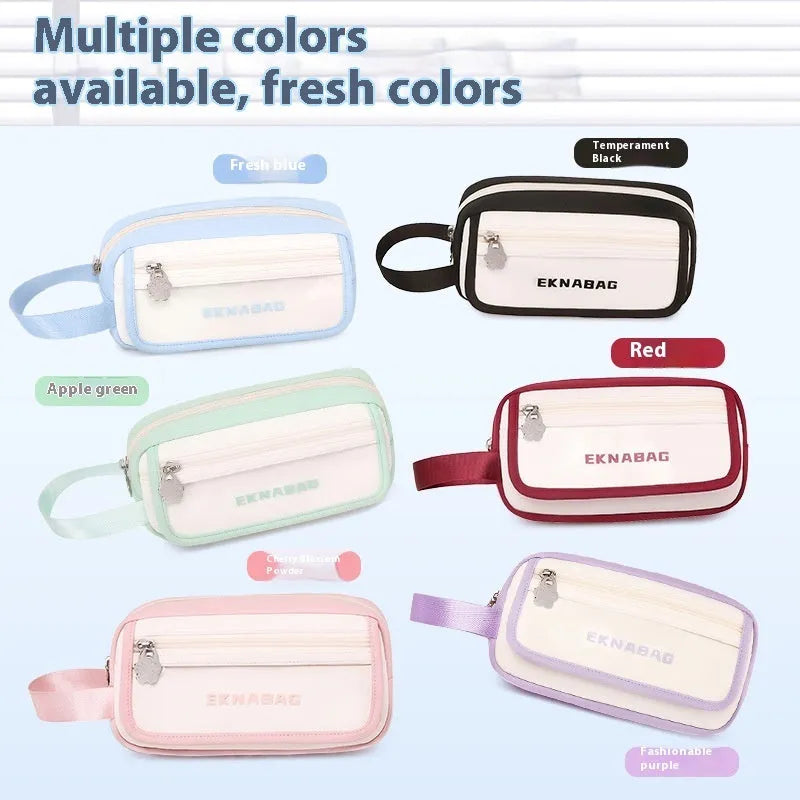Large capacity Oxford fabric stationery bag in pink, blue, fruit green, purple, red or black