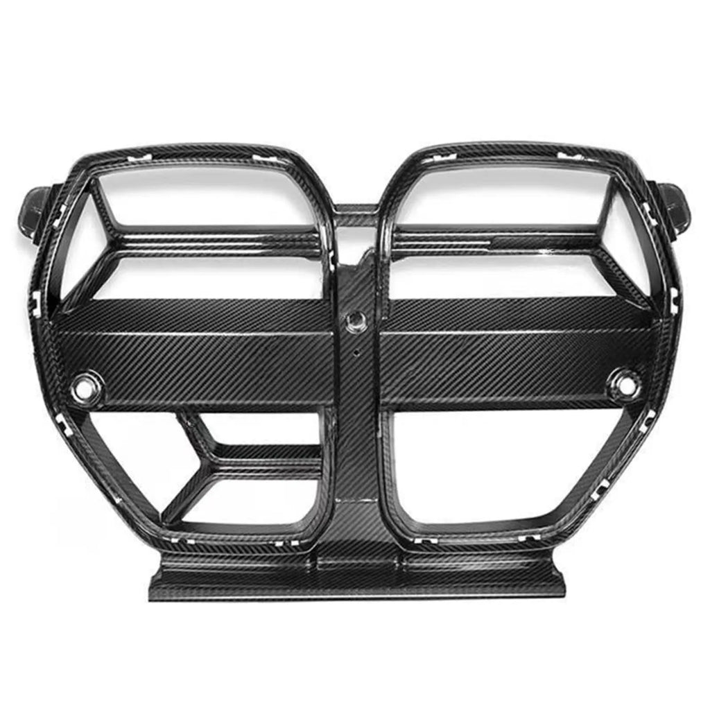 Dry carbon fibre front bumper grille for BMW M3 M4 G80 G82 models with 3K weave pattern