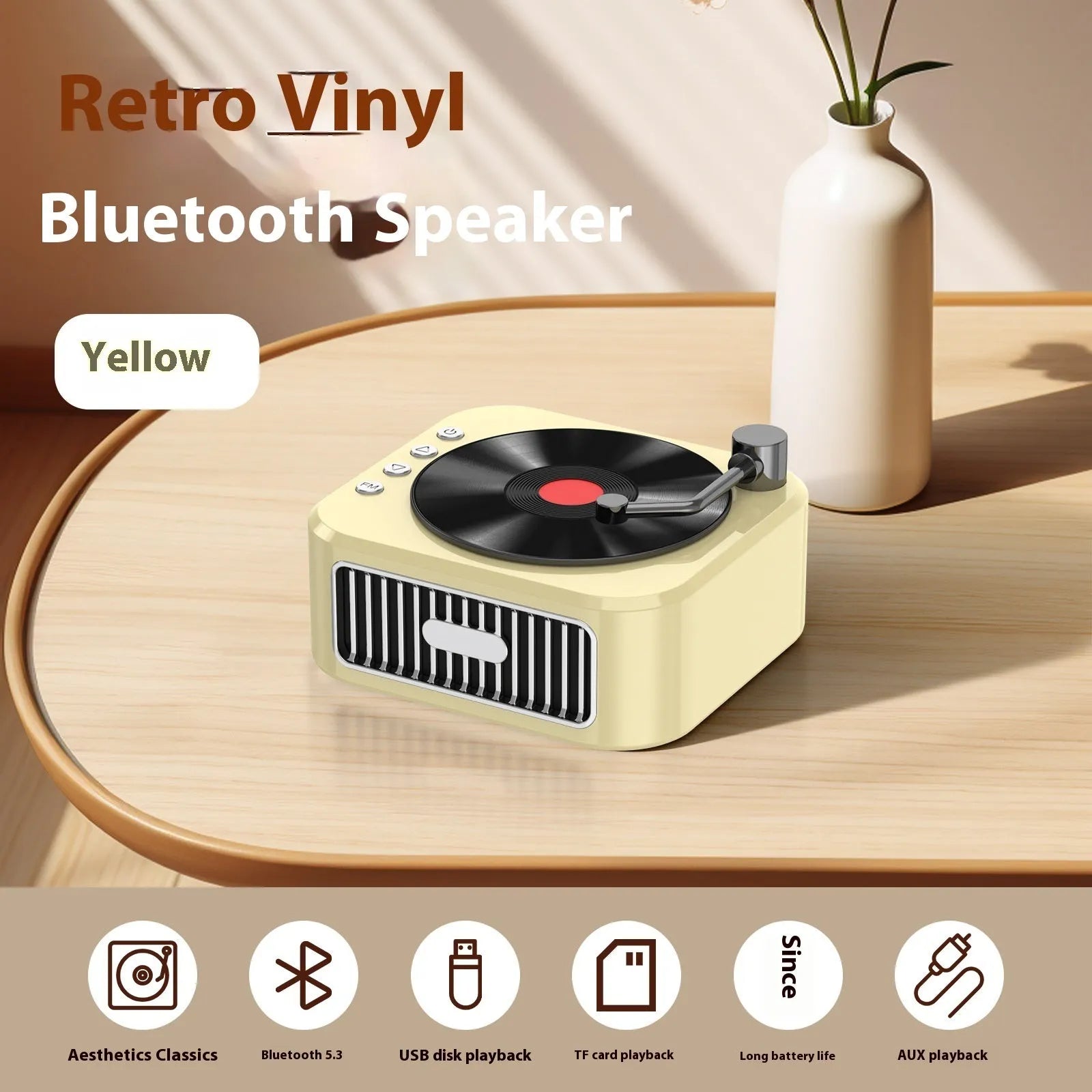 Retro jukebox Bluetooth speaker in Sunset Pink with USB power and card insertion