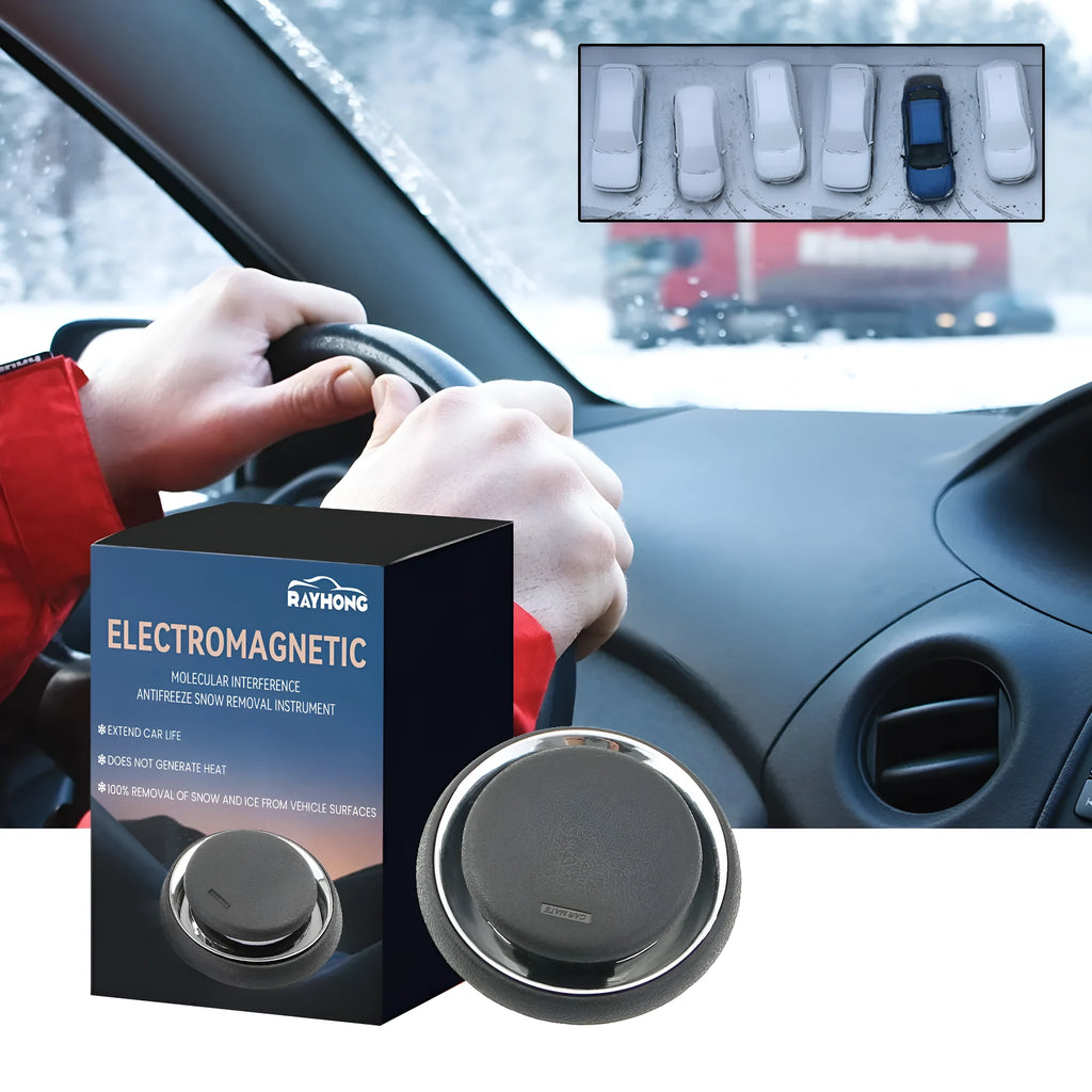Black portable car de-icing instrument with compact 7.4 cm square dimensions for vehicle ice removal