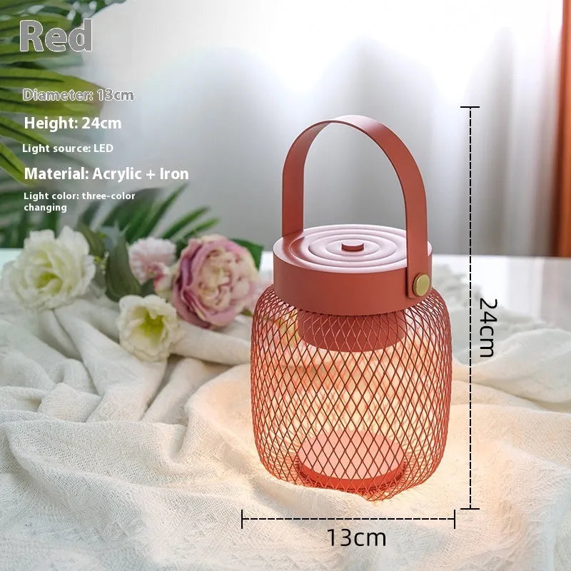 Red metal shade wirelss touch sensing mini wall hanging night lamp with USB cable, Nordic style
