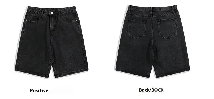 Men's light blue denim casual shorts with straight leg and zip fly on a neutral background.