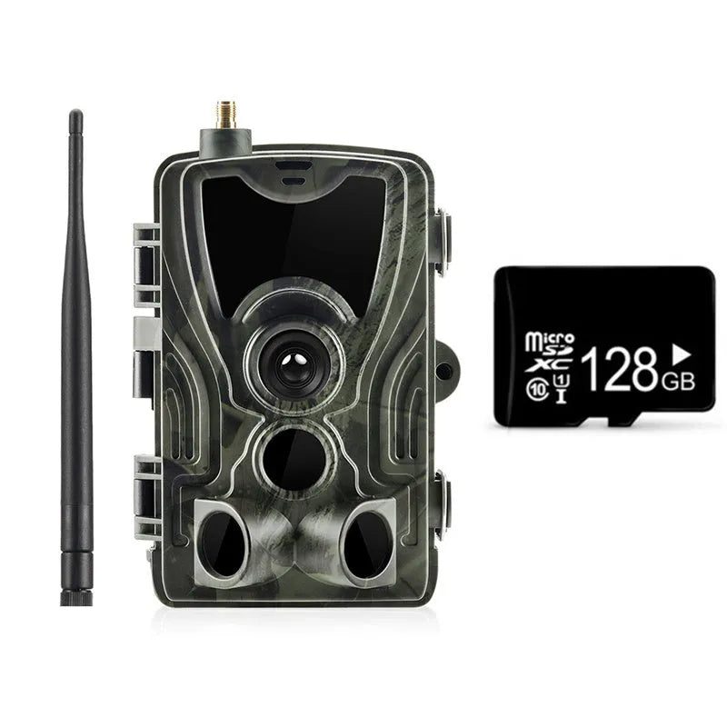 Outdoor camouflage waterproof surveillance camera with wide-angle lens on mounting bracket.