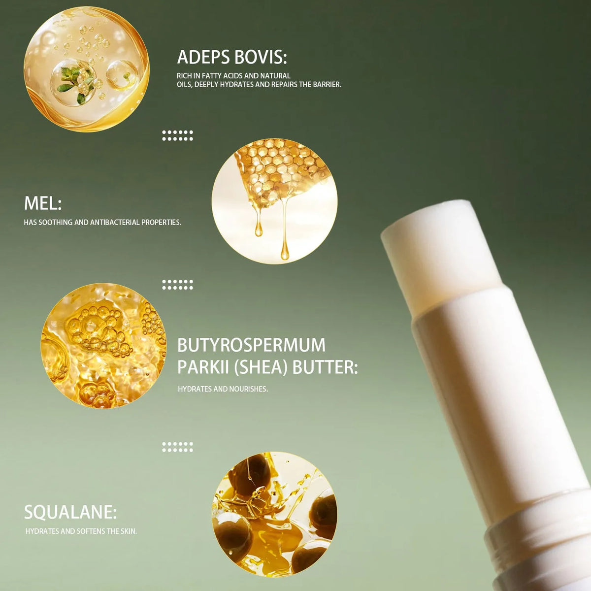 Tallow lip balm stick, 5g, 83mm x 19mm x 19mm, single lipstick unit for everyday lip care